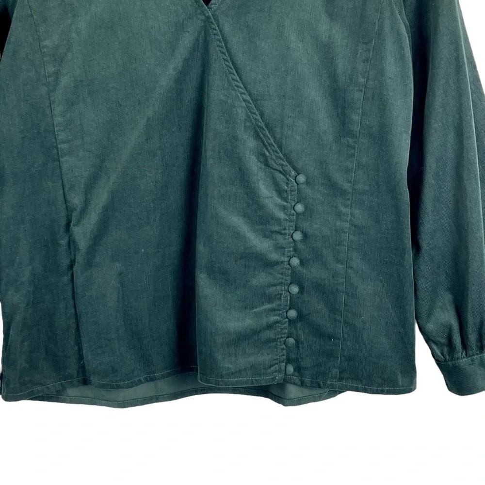 Madewell Forest Green V-Neck Blouse - Picture 7 of 14